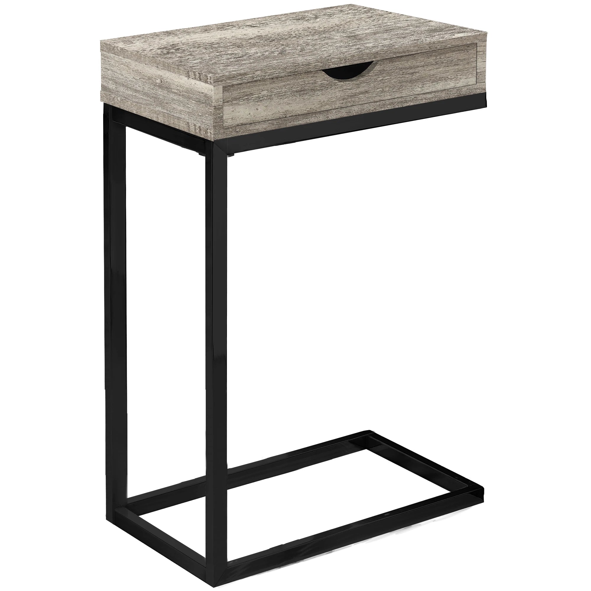 TABLE D'APPOINT - ASPECT BOIS TAUPE / NOIR / TIROIR 