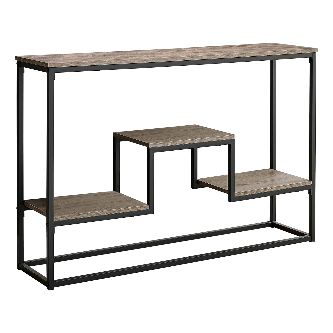 TABLE D'APPOINT - 48"L / CONSOLE D'ENTREE TAUPE / METAL NOIR 
