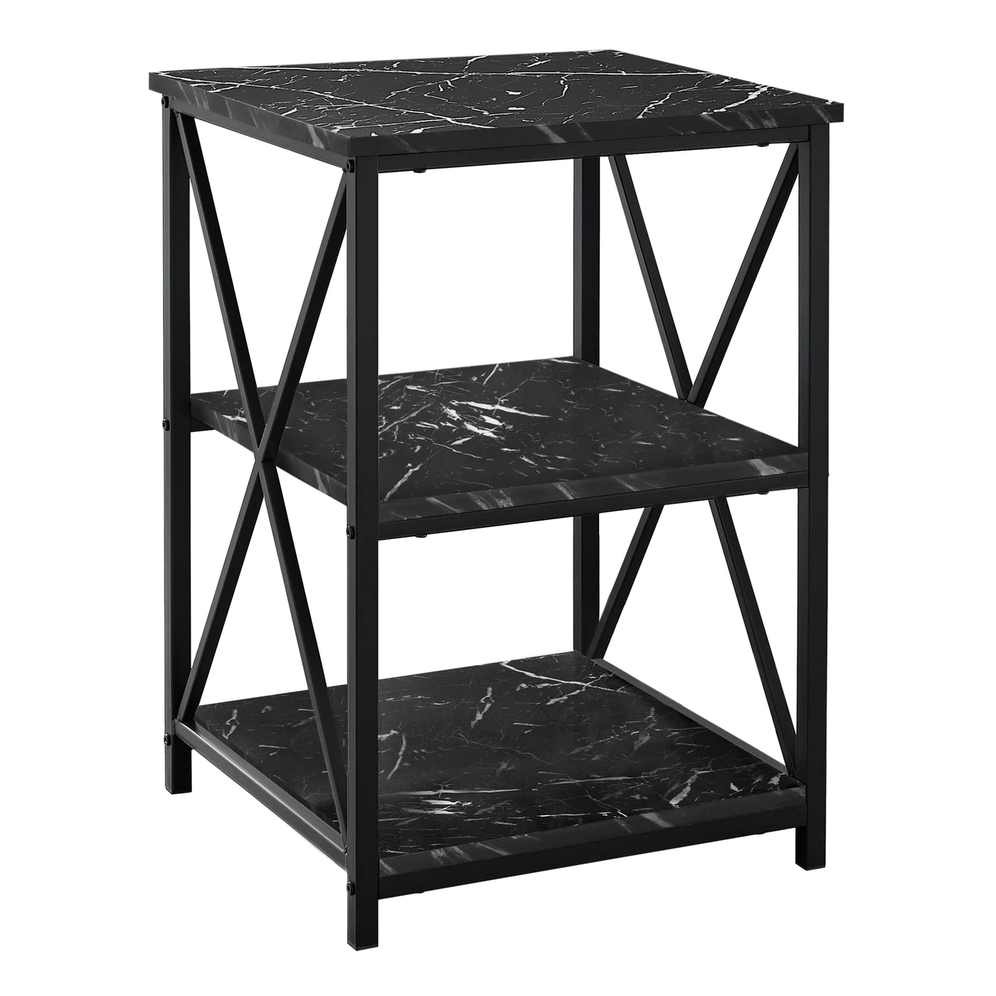 TABLE D'APPOINT - 26"H / MARBRE NOIR / METAL NOIR 