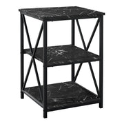 TABLE D'APPOINT - 26"H / MARBRE NOIR / METAL NOIR
