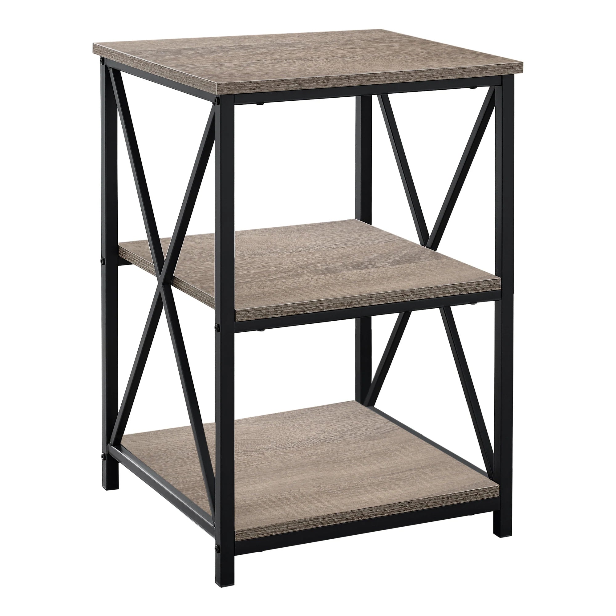TABLE D'APPOINT - 26"H / TAUPE FONCE / METAL NOIR 