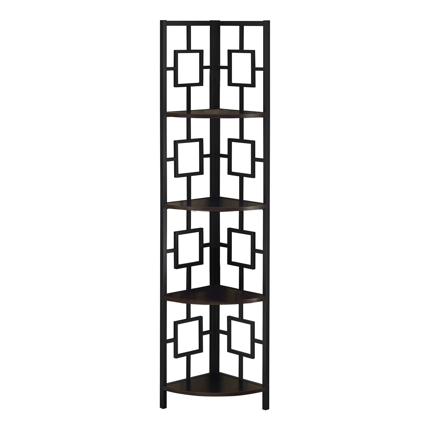 BIBLIOTHEQUE - 62"H / ESPRESSO / ETAGERE EN COIN METAL NOIR