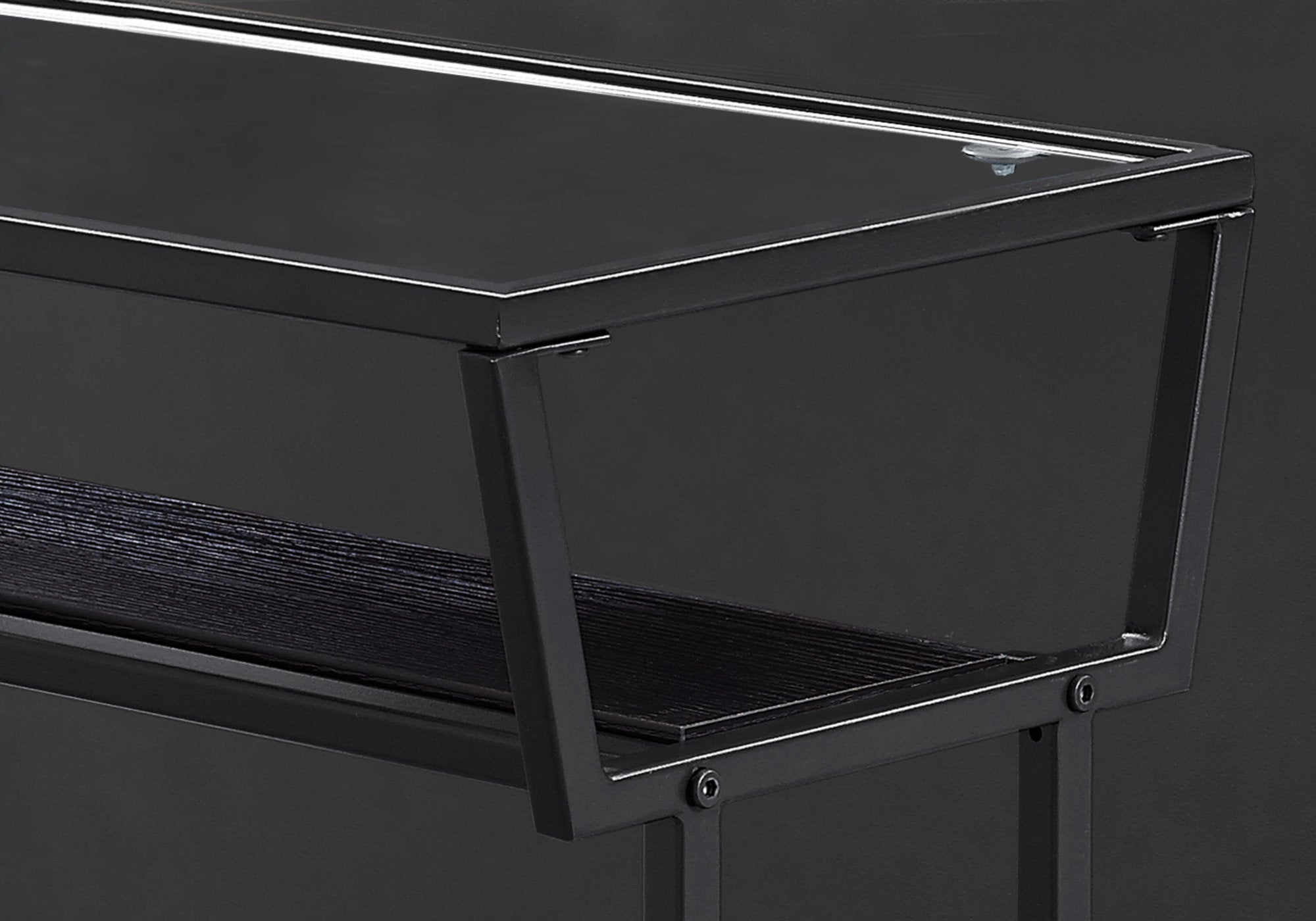 TABLE D'APPOINT - 22"H / ESPRESSO / NOIR / VERRE TREMPÉ 