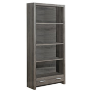 BIBLIOTHÈQUE - 71"H / TAUPE FONCÉ AVEC UN TIROIR DE RANGEMENT 