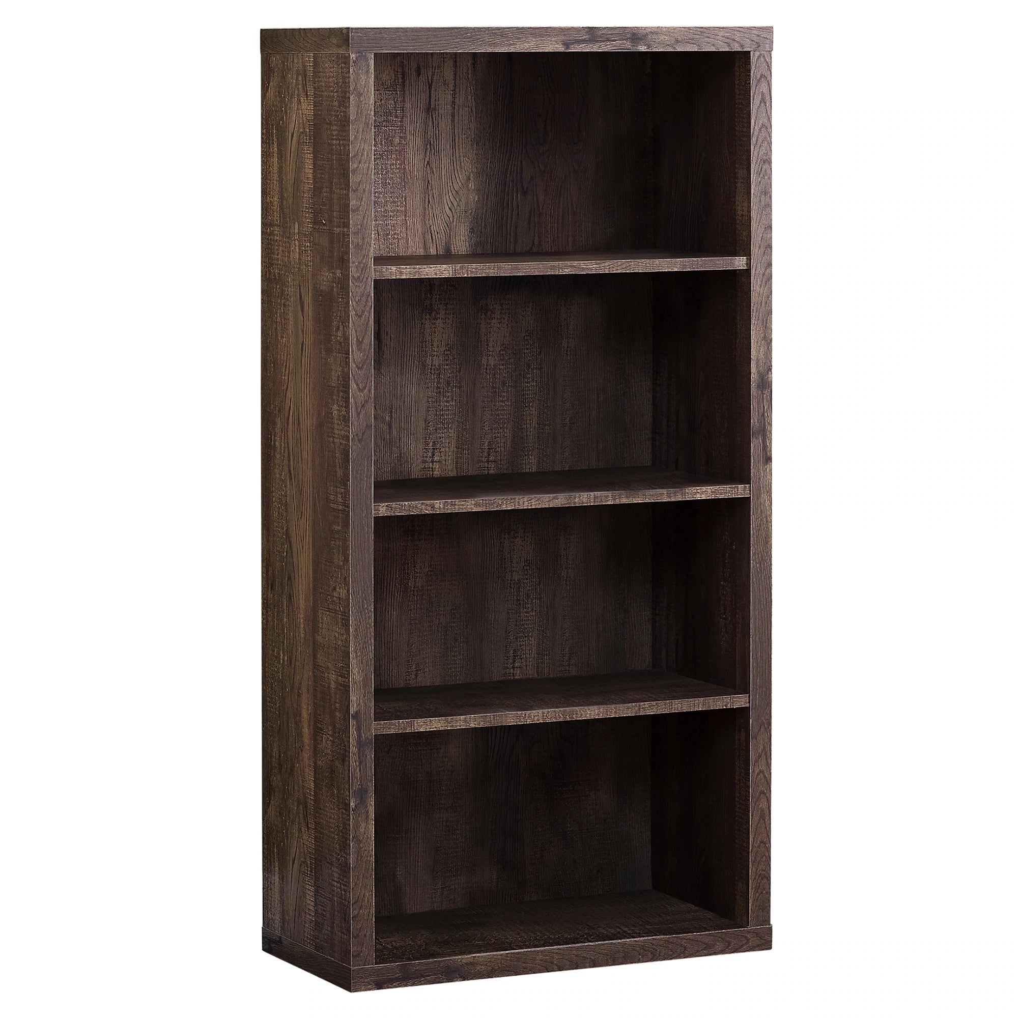 BIBLIOTHÈQUE - 48"H / SIMILI BOIS BRUN / ÉTAGÈRES AJUSTABLES