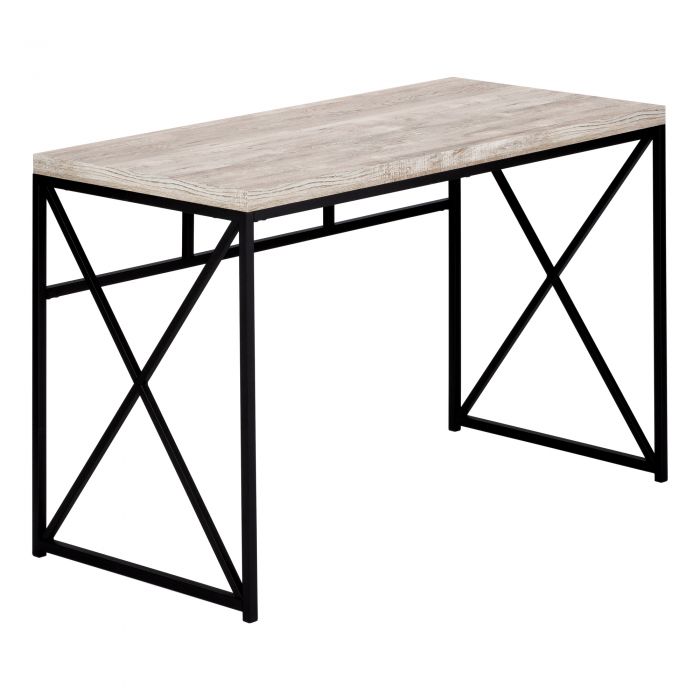 BUREAU D'ORDINATEUR - 48"L / BOIS DE RÉCUPÉRATION TAUPE / MÉTAL NOIR 