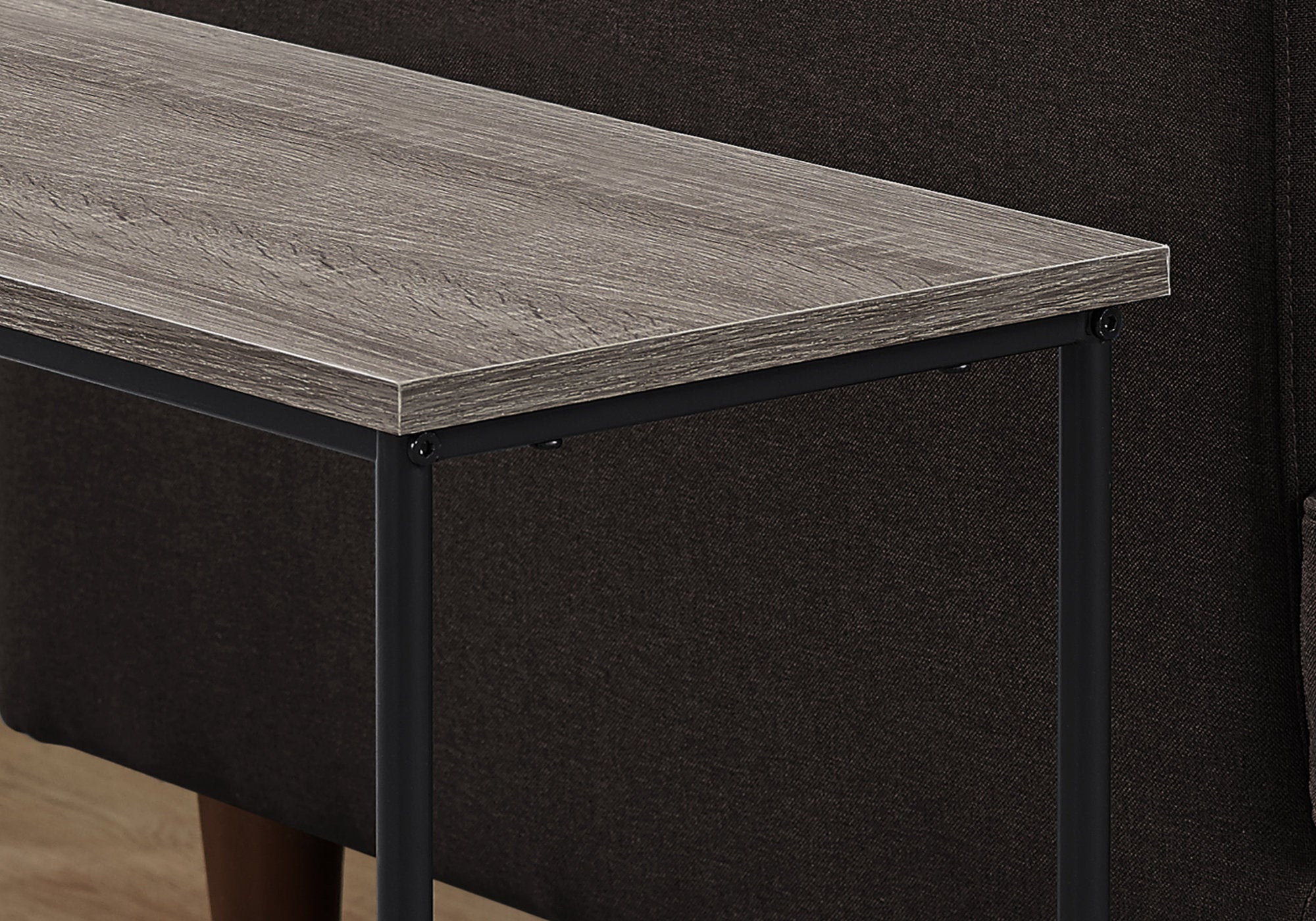 TABLE D'APPOINT - 22"H / TAUPE FONCE / METAL NOIR