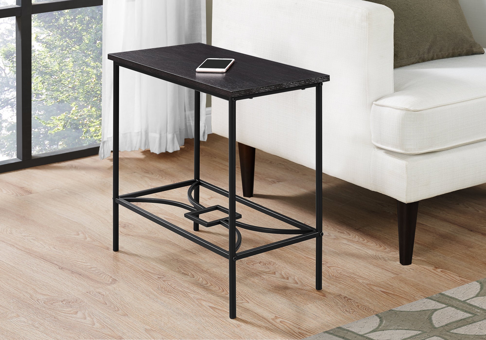 TABLE D'APPOINT - 22"H / ESPRESSO / METAL NOIR 