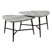 ENSEMBLE DE TABLE - ENSEMBLE 2PCS / BOIS GRIS / MÉTAL NOIR 