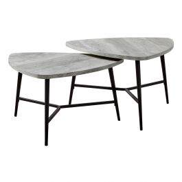 ENSEMBLE DE TABLE - ENSEMBLE 2PCS / BOIS GRIS / MÉTAL NOIR 