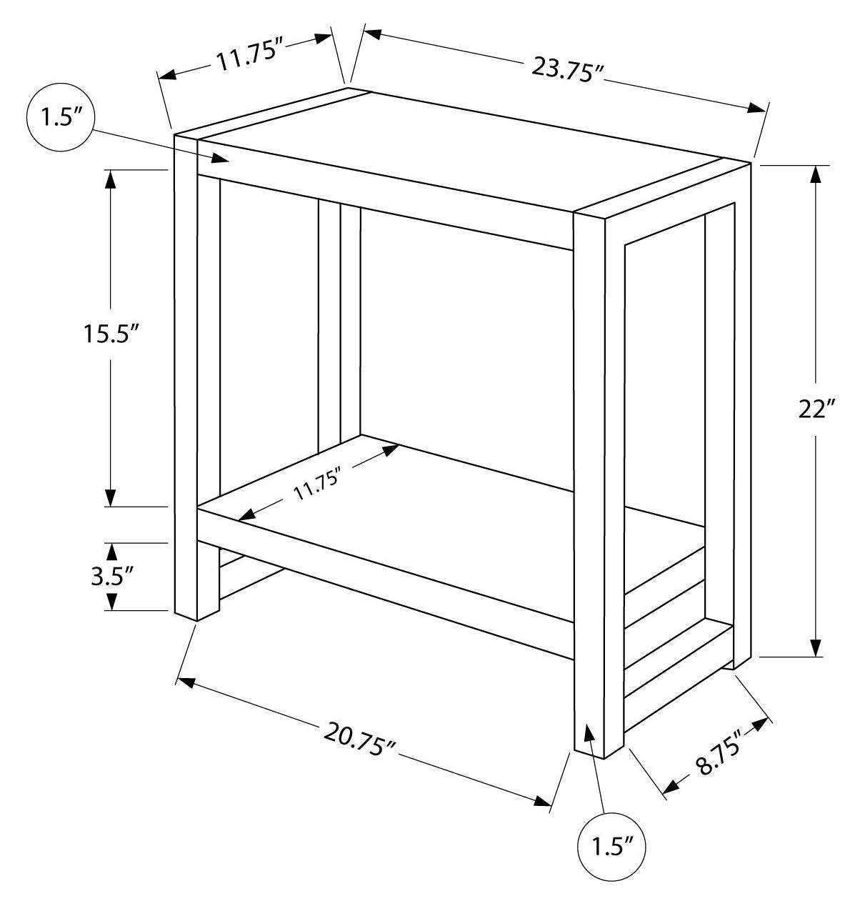 TABLE D'APPOINT - 22"H / GRIS / METAL NOIR 