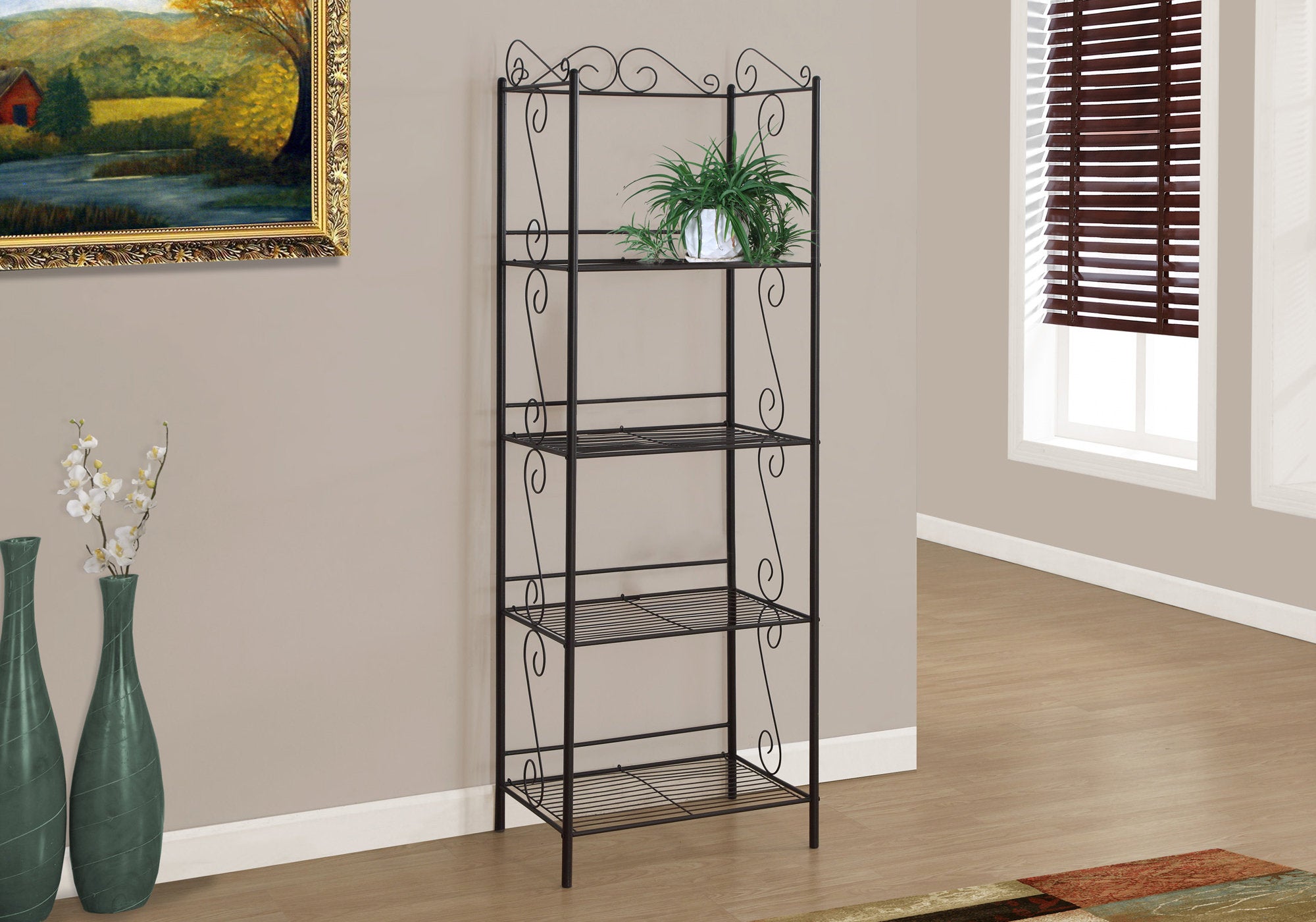 BIBLIOTHEQUE - 70"H / ETAGERE METAL CUIVRE