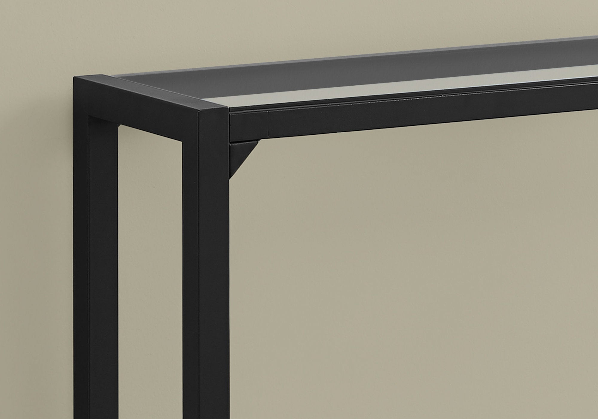 TABLE D'APPOINT - 42"L / NOIR / CONSOLE D'ENTREE EN VERRE TREMPE 
