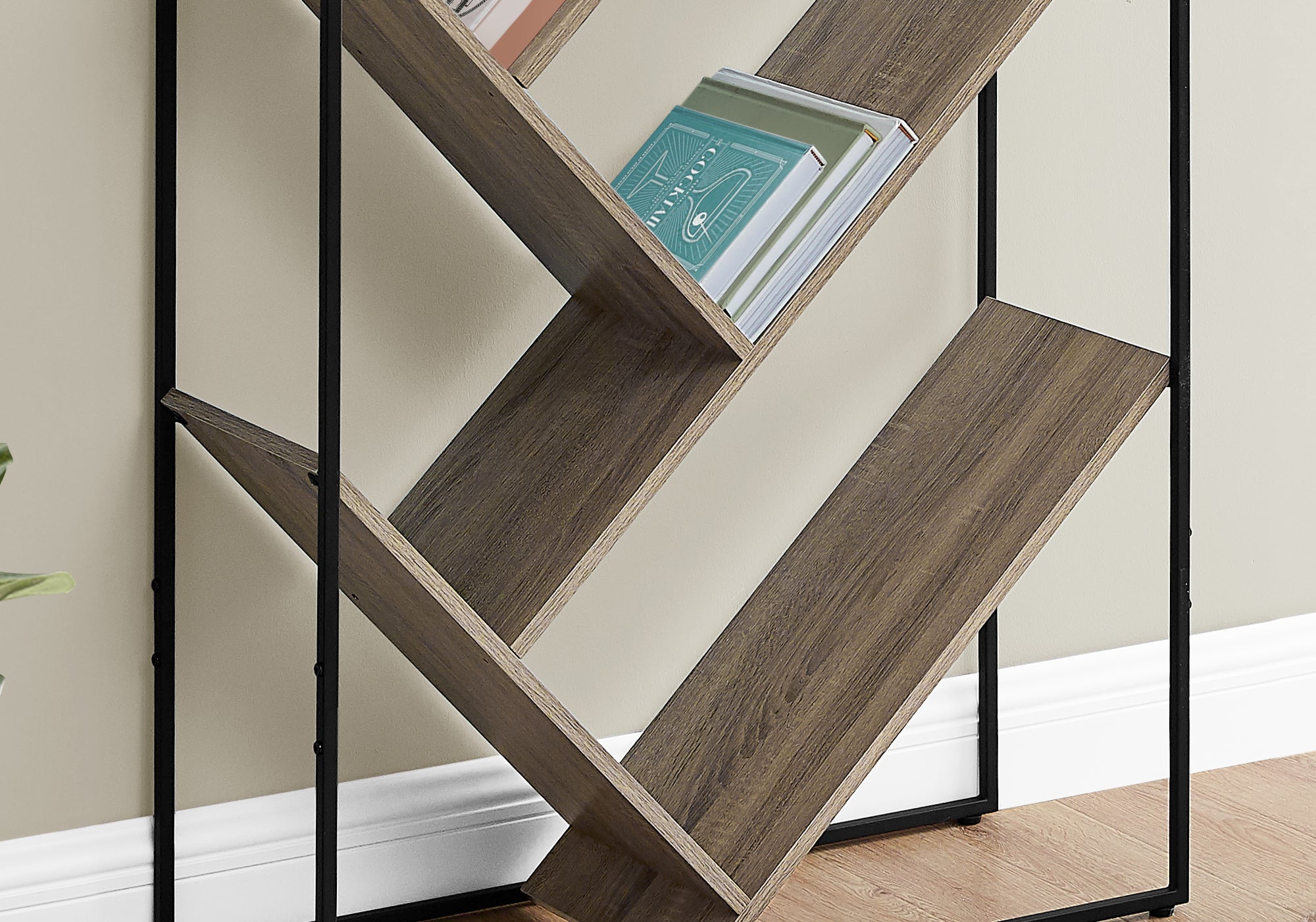BIBLIOTHEQUE - 60"H / TAUPE FONCE / METAL NOIR