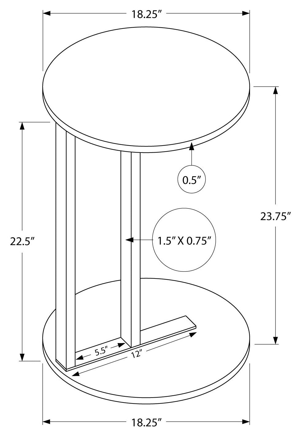 TABLE D'APPOINT - 24"H / ASPECT MARBRE BLANC / METAL NOIR 