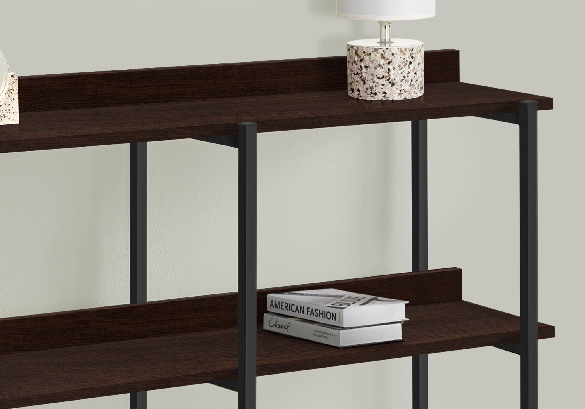 TABLE D'APPOINT - 48"L / ESPRESSO / CONSOLE D'ENTREE METAL NOIR 