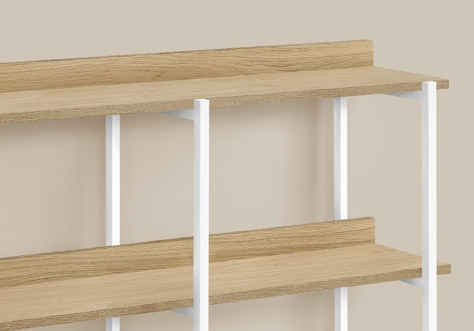TABLE D'APPOINT - 48"L / NATUREL / CONSOLE D'ENTREE METAL BLANC 