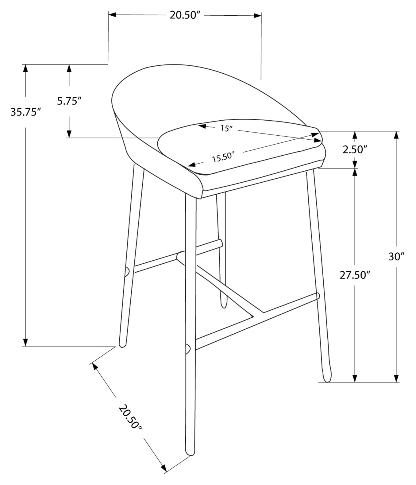 TABOURET DE BAR - 2PCS / BLANC / BASE CHROME / HAUTEUR BAR