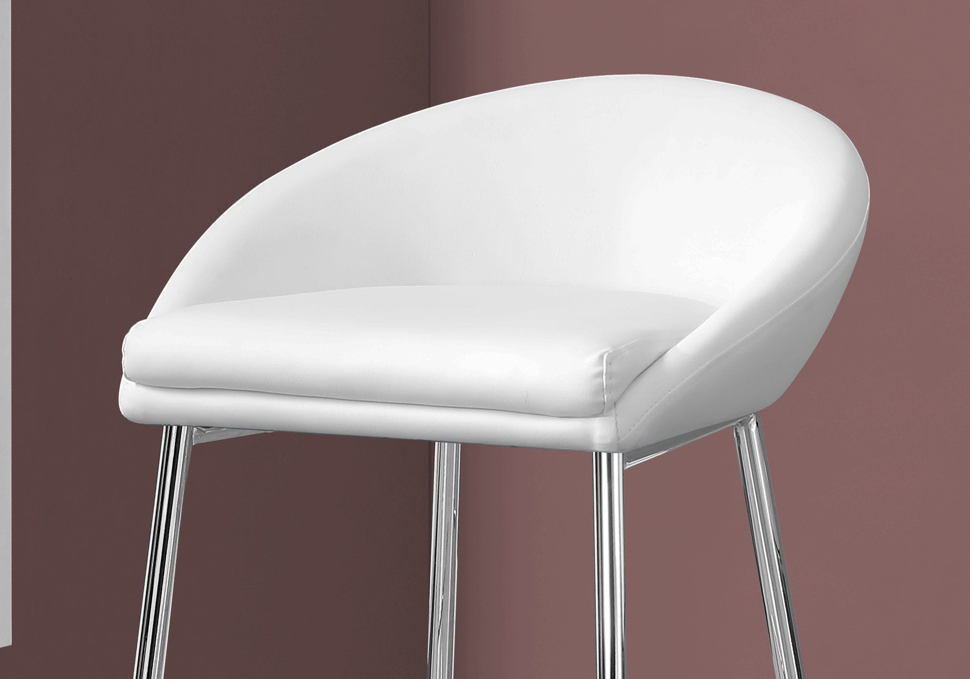 TABOURET DE BAR - 2PCS / BLANC / BASE CHROME / HAUTEUR BAR