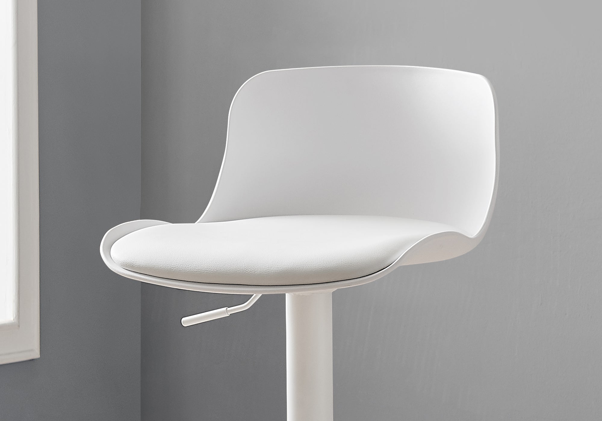 TABOURET DE BAR - 2PCS / BLANC / ÉLÉVATEUR HYDRAULIQUE EN MÉTAL BLANC