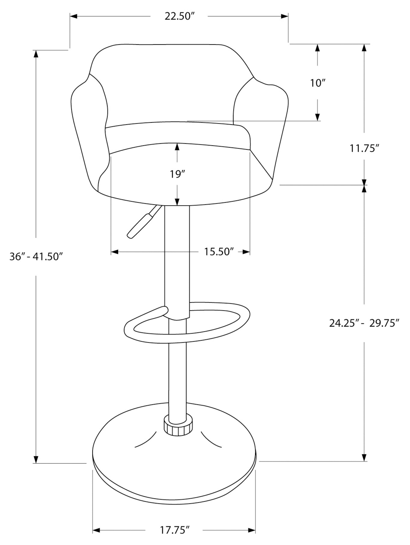 TABOURET DE BAR - GRIS CLAIR / ÉLÉVATEUR HYDRAULIQUE EN MÉTAL CHROMÉ