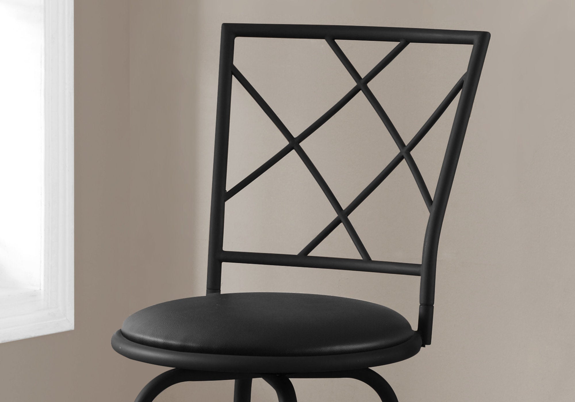 TABOURET DE BAR - 2PCS / PIVOTANT / NOIR / SIÈGE SIMILICUIR NOIR
