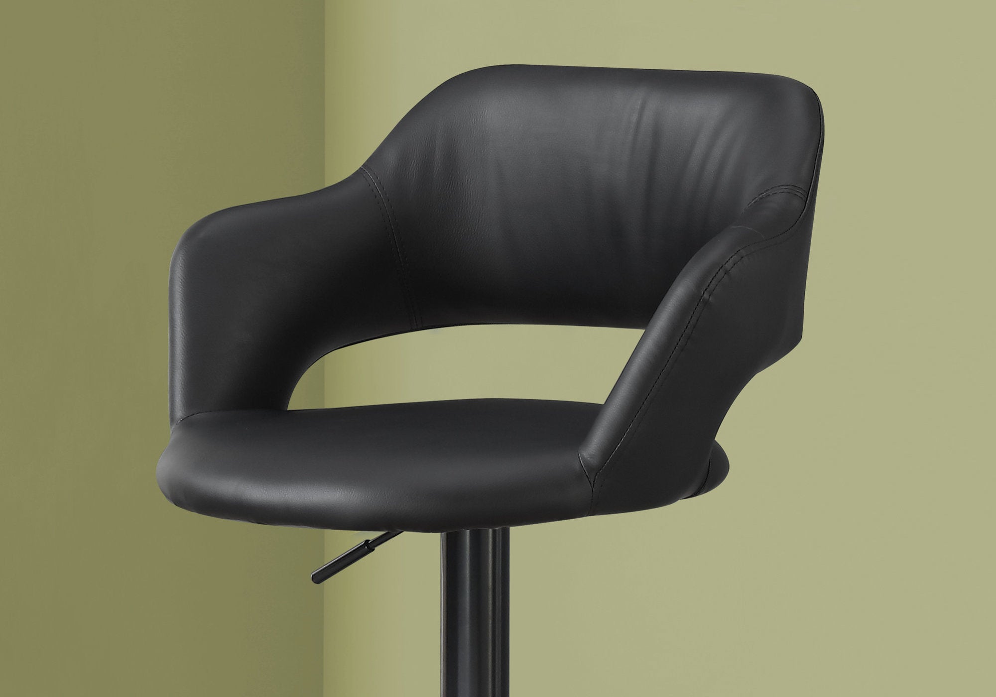 TABOURET DE BAR - ÉLÉVATEUR HYDRAULIQUE NOIR / MÉTAL NOIR