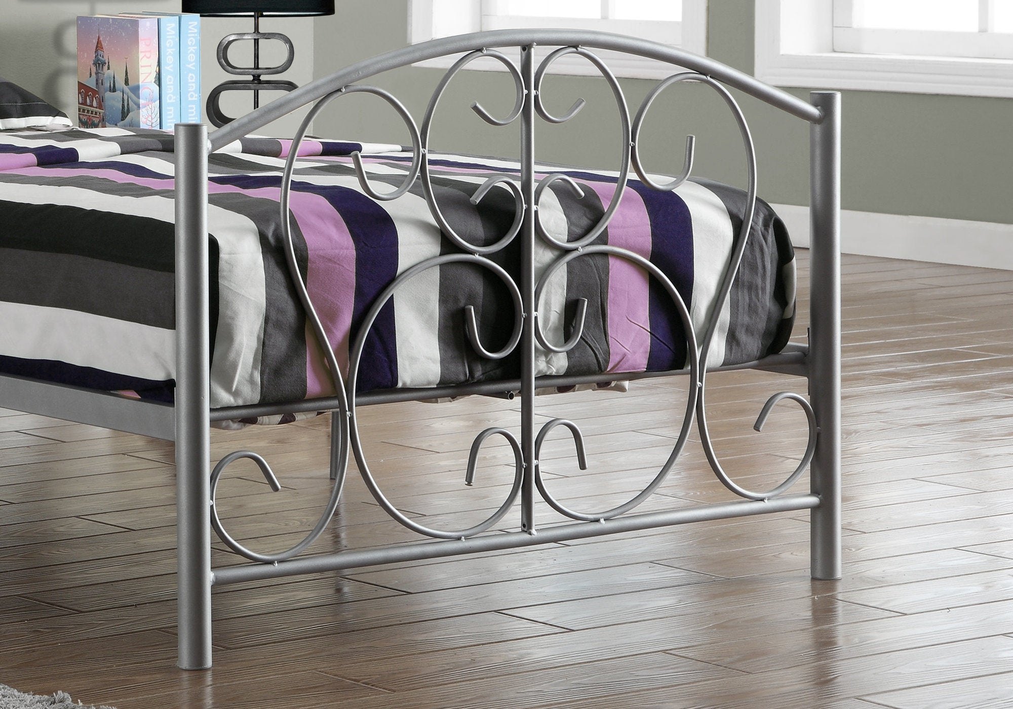 LIT - TAILLE SIMPLE / CADRE EN METAL ARGENT UNIQUEMENT 