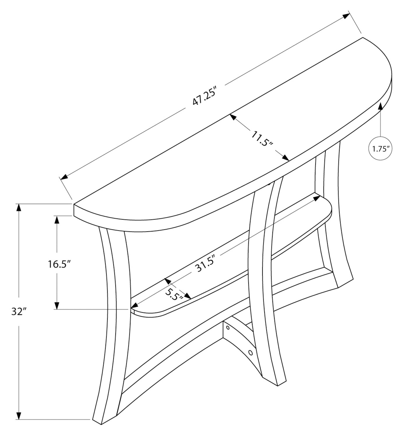 TABLE D'APPOINT - 47"L / CONSOLE D'ENTREE ESPRESSO 