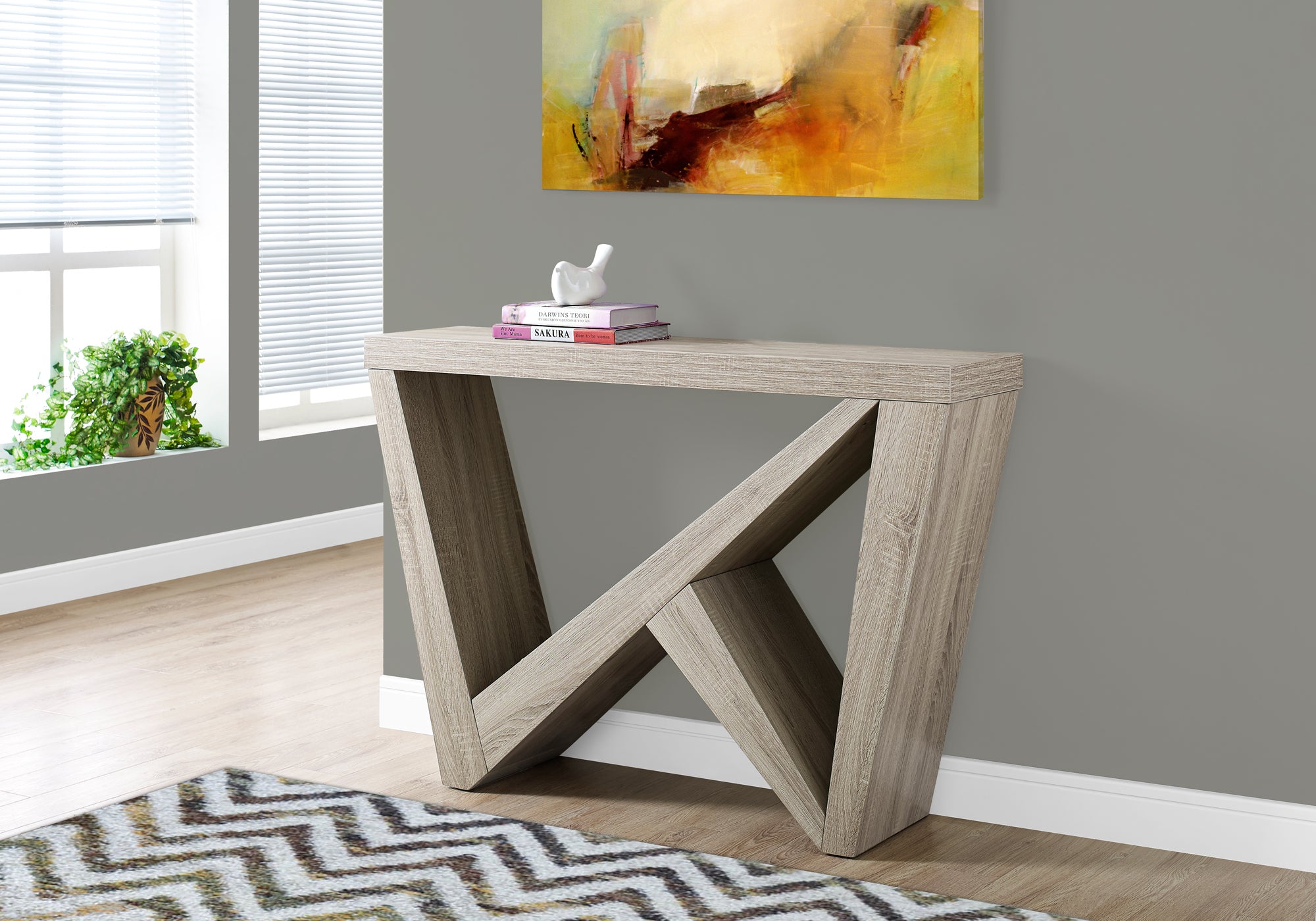 TABLE D'APPOINT - 48"L / CONSOLE D'ENTREE TAUPE FONCE 