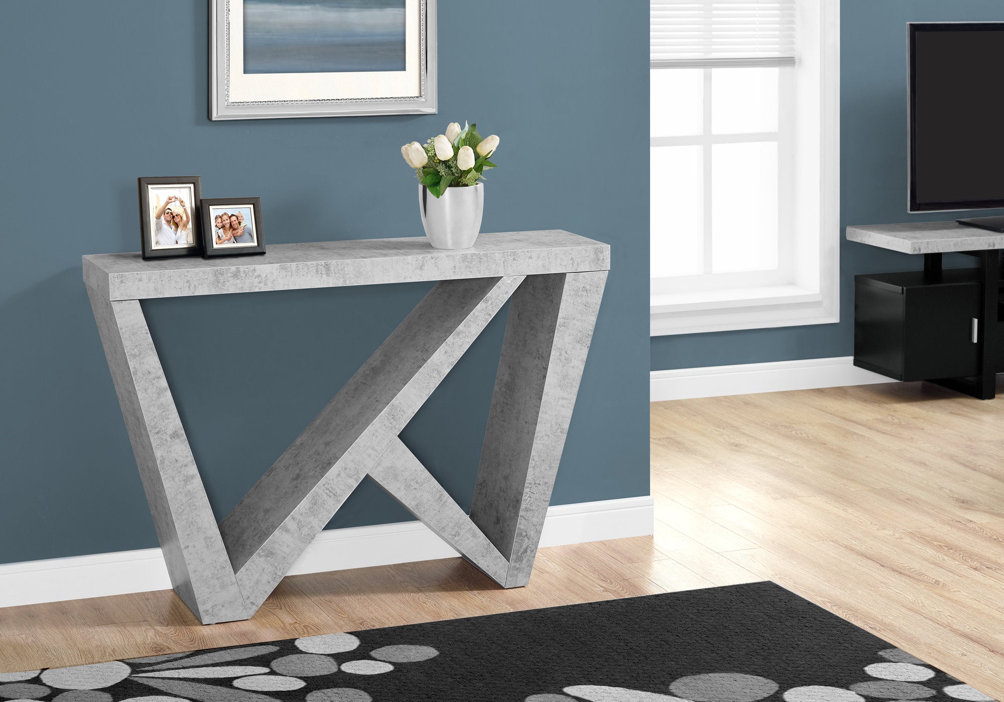 TABLE D'APPOINT - 48"L / CONSOLE D'ENTREE ASPECT CIMENT 