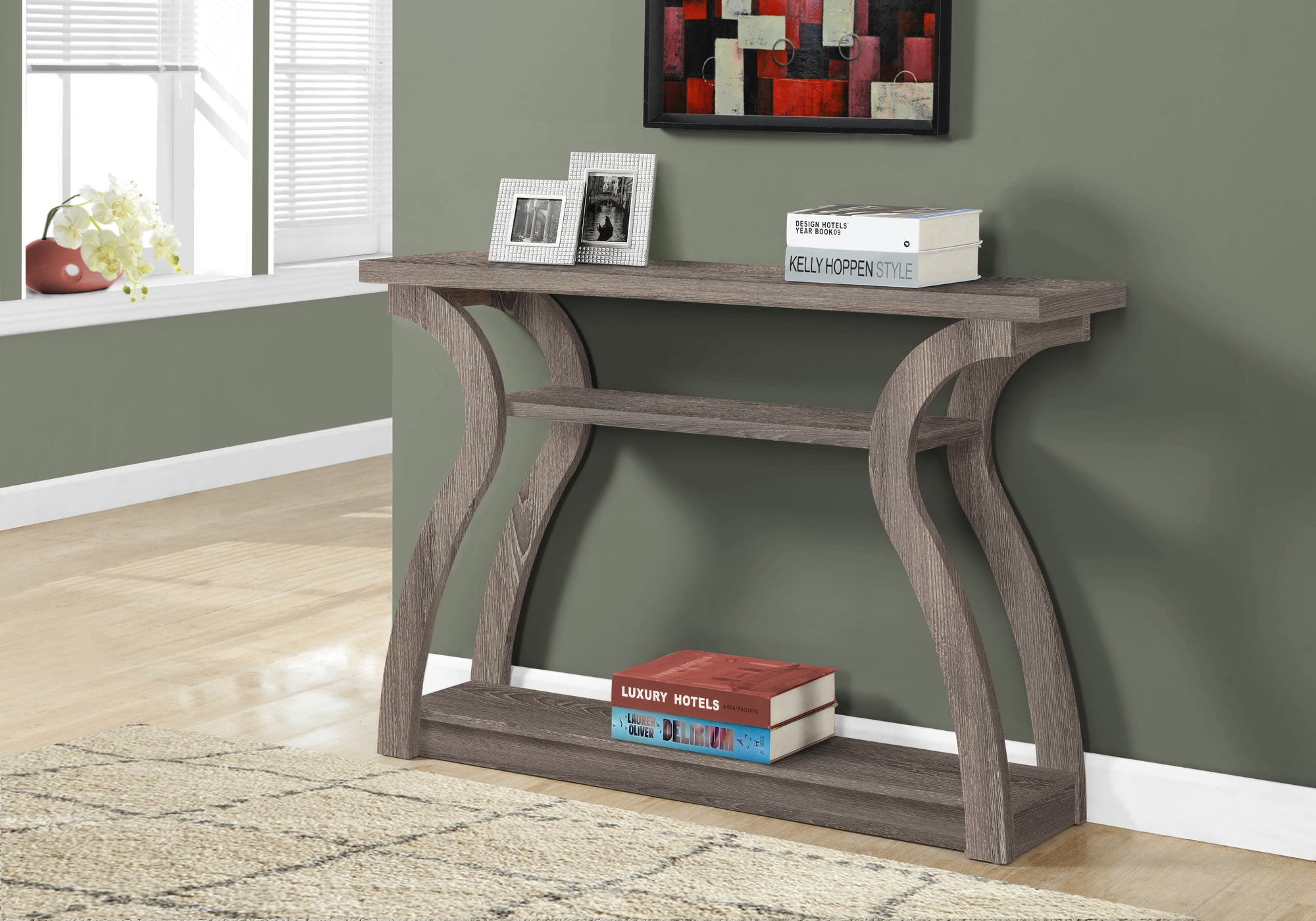 TABLE D'APPOINT - 47"L / CONSOLE D'ENTREE TAUPE FONCE 
