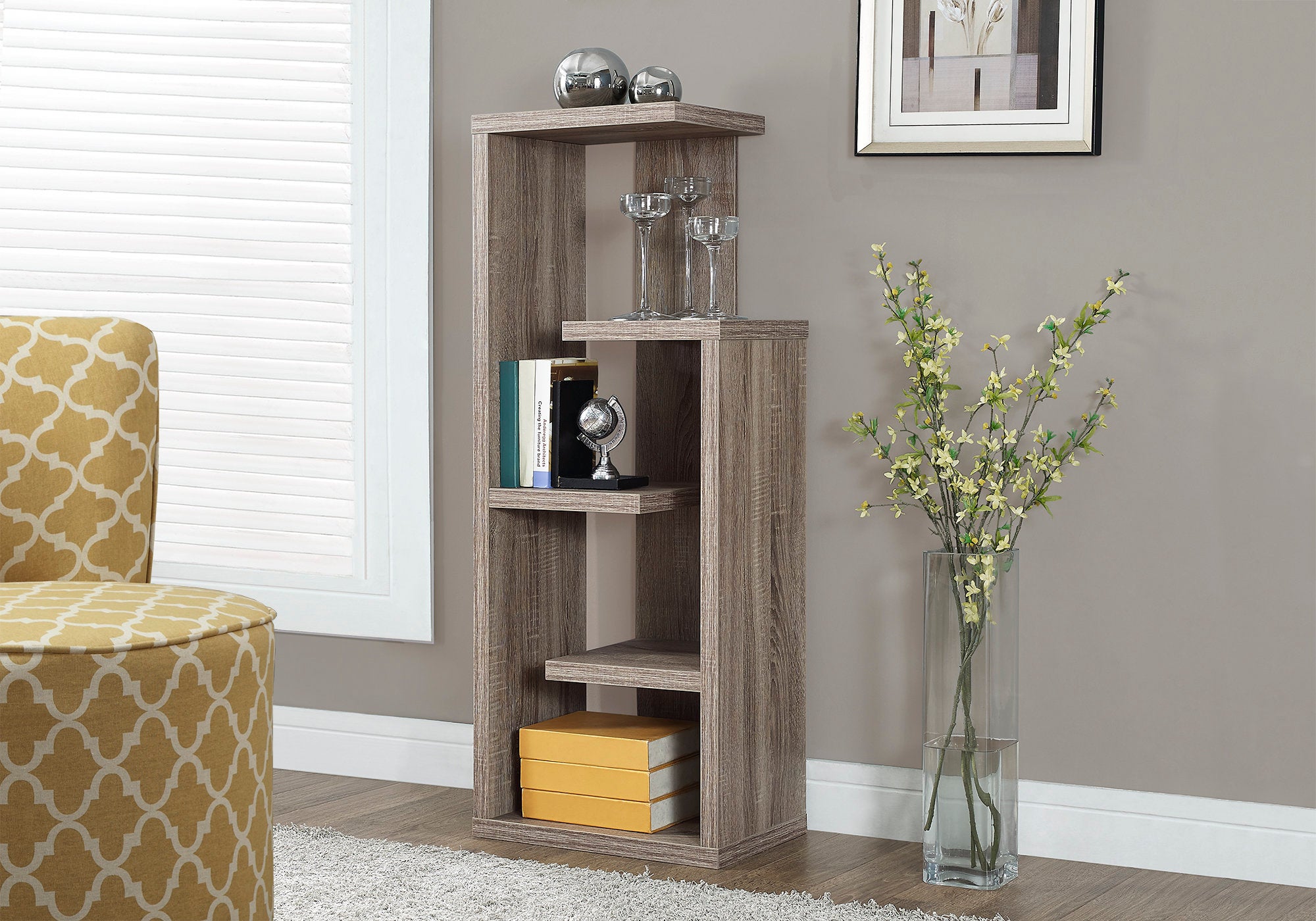 BIBLIOTHÈQUE - 48"H / PRÉSENTOIR ACCENT TAUPE FONCÉ