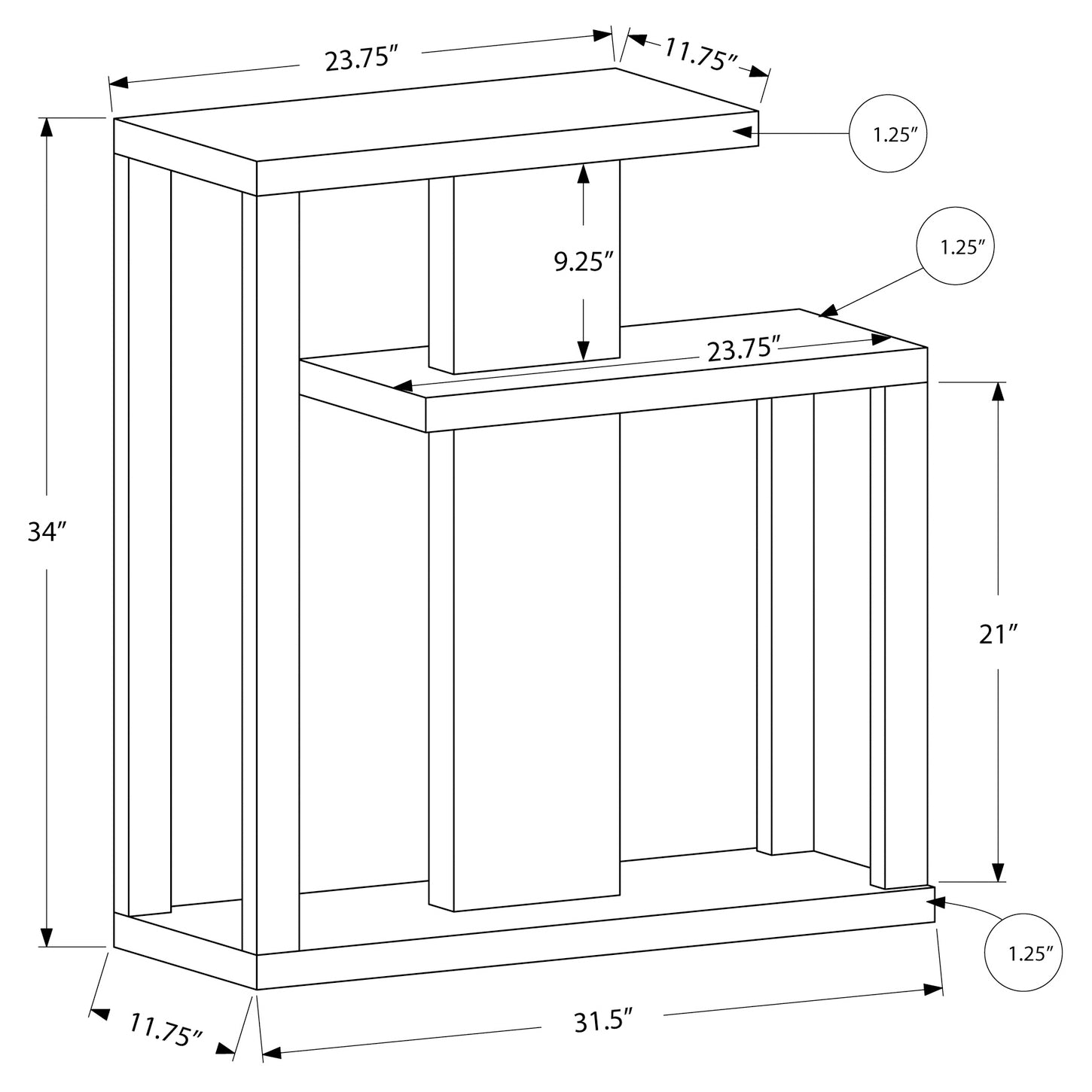 TABLE D'APPOINT - 32"L / CONSOLE D'ENTREE ESPRESSO 