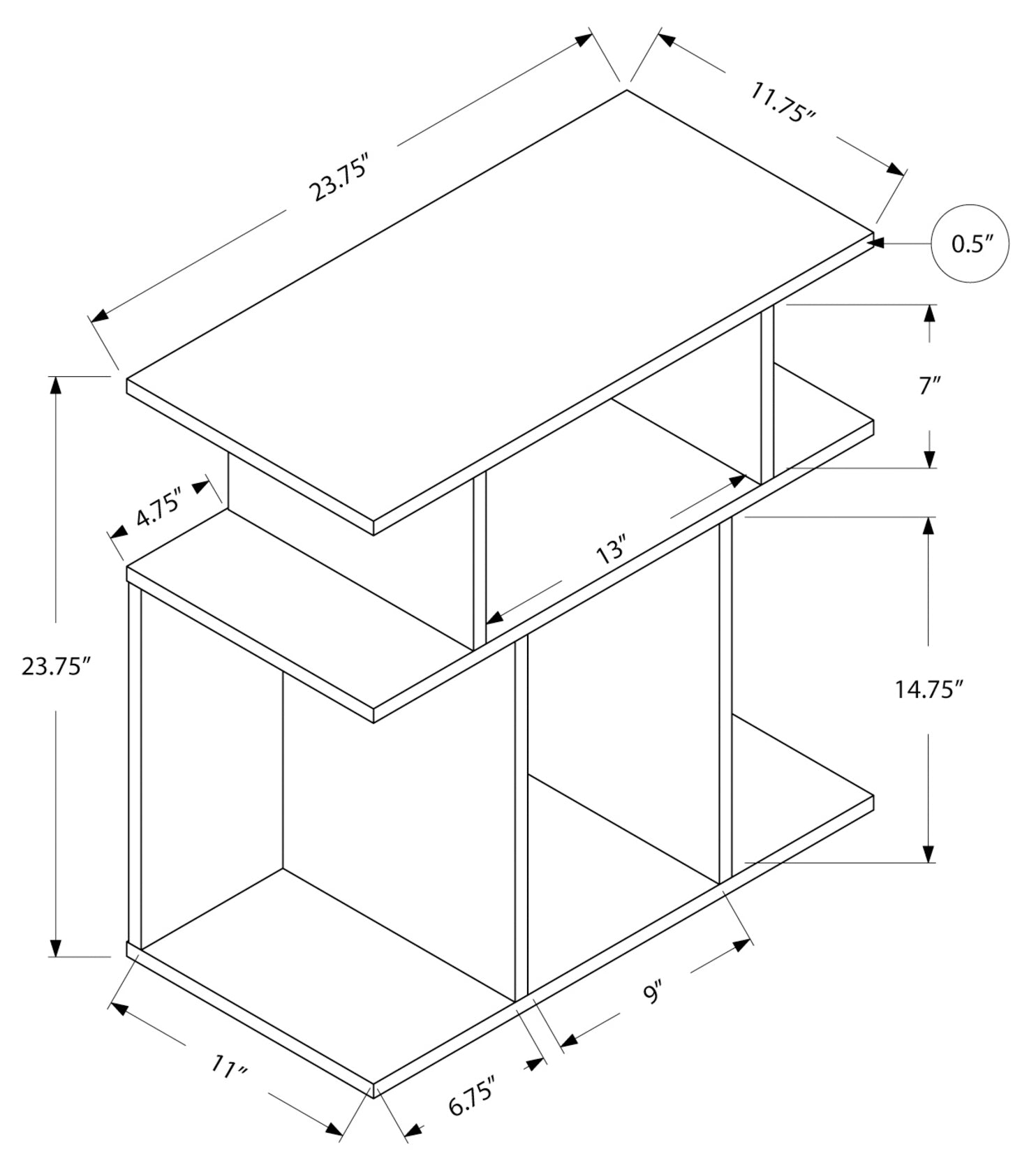 TABLE D'APPOINT - 24"H / NOIR 