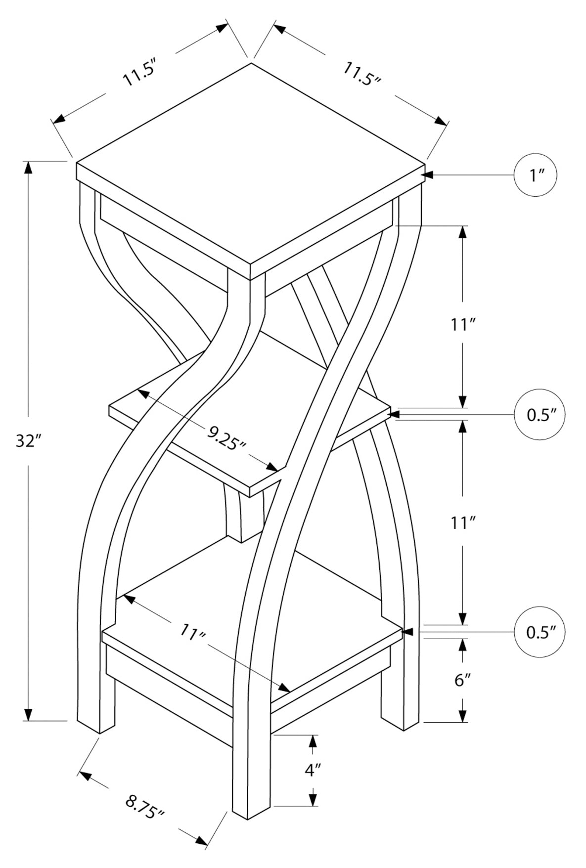 TABLE D'APPOINT - 32"H / BLANC 