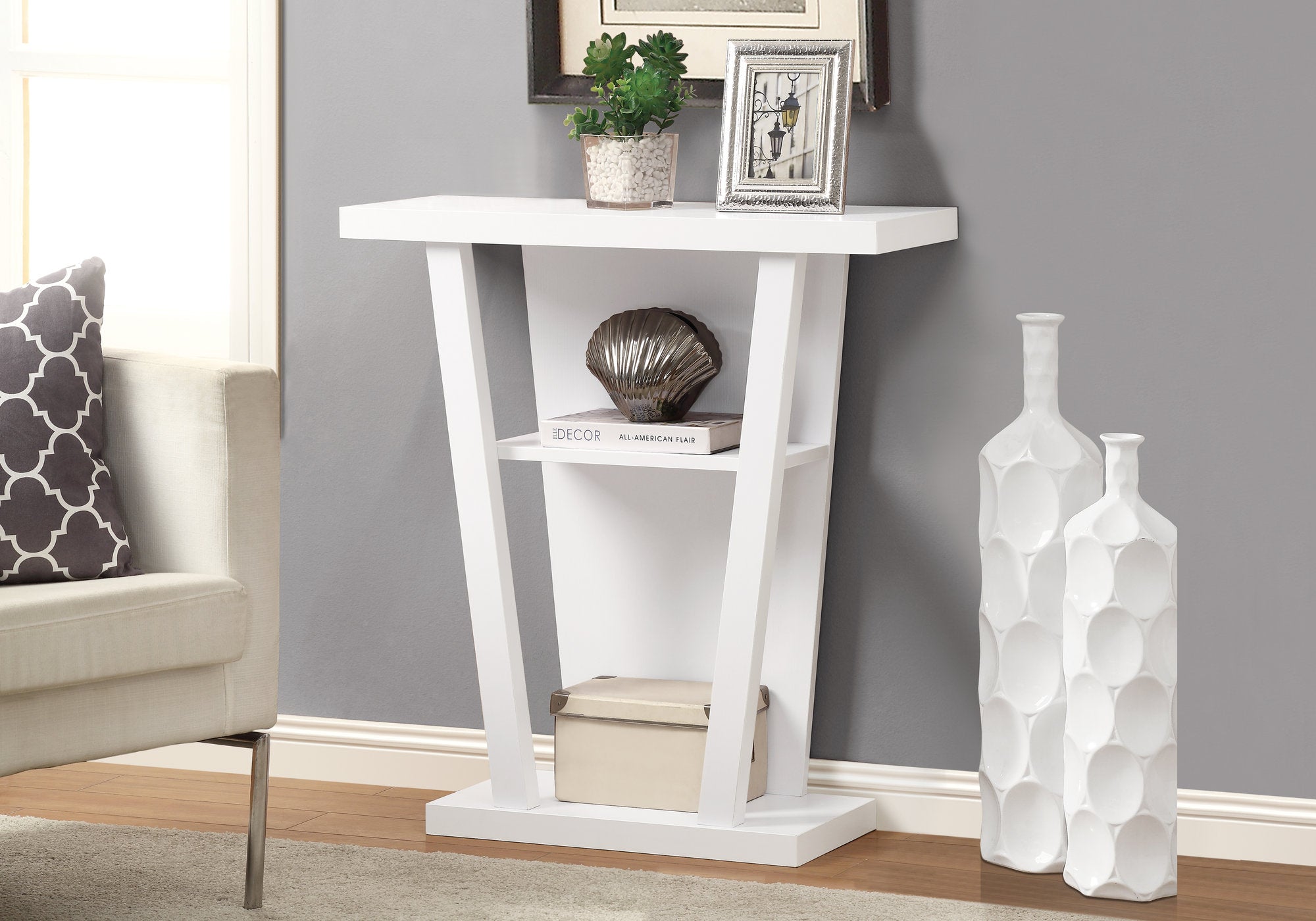 TABLE D'APPOINT - 32"L / CONSOLE D'ENTREE BLANCHE 