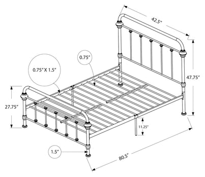 LIT - TAILLE SIMPLE / CADRE EN MÉTAL NOIR SEULEMENT