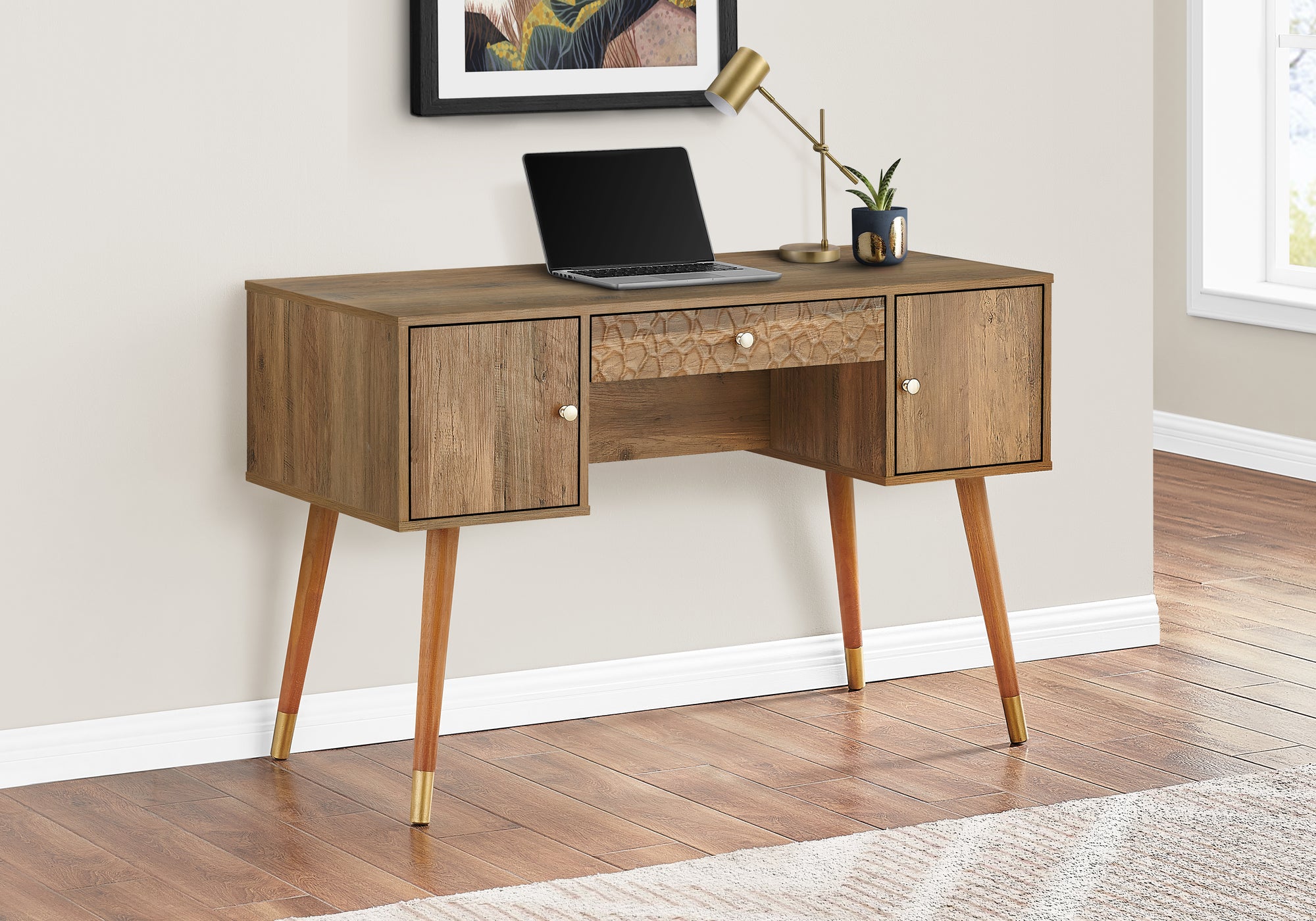 BUREAU D'ORDINATEUR - 48"L / NOYER MID-CENTURY 