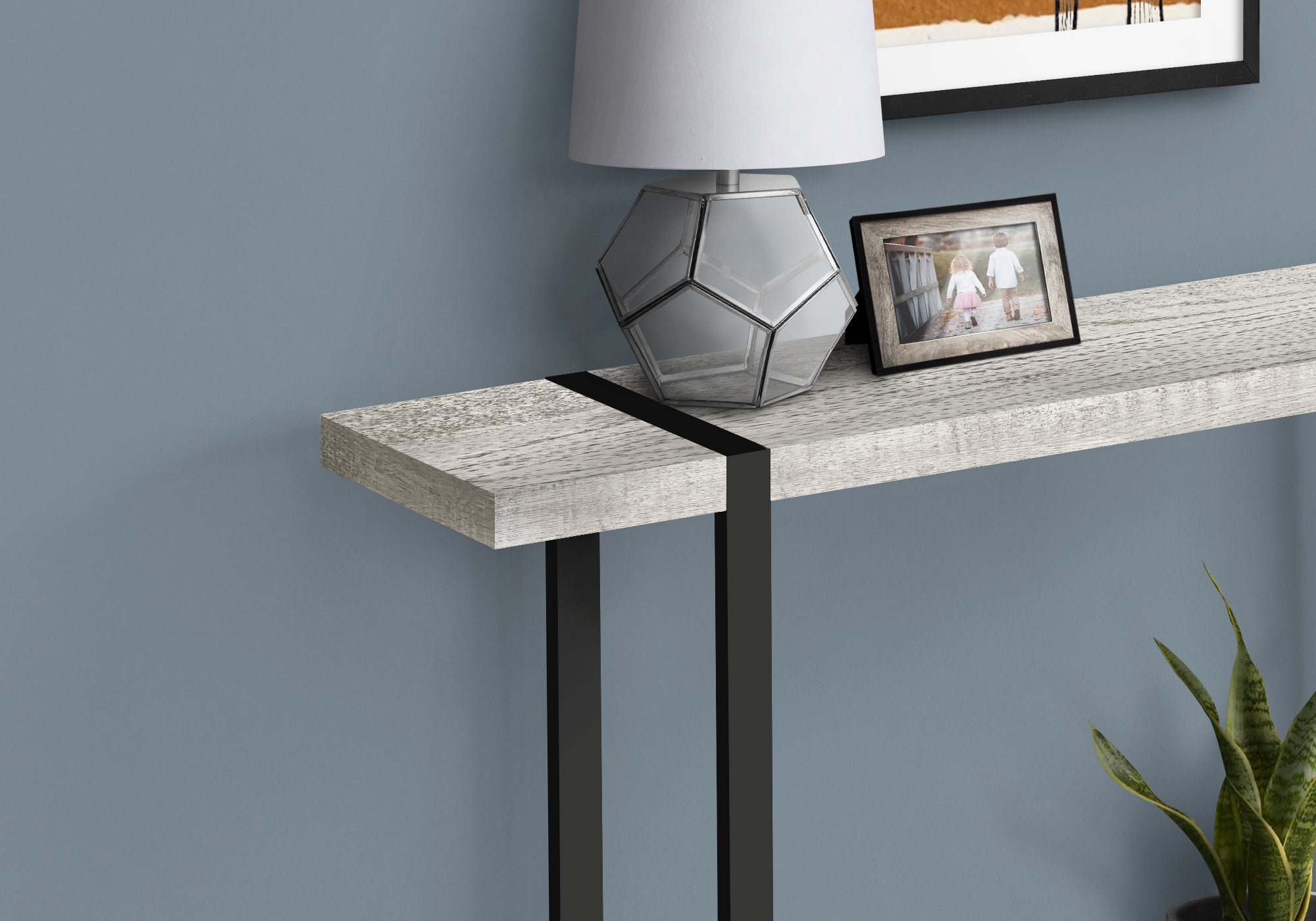 TABLE D'APPOINT - 48"L / ASPECT BOIS GRIS / NOIR 
