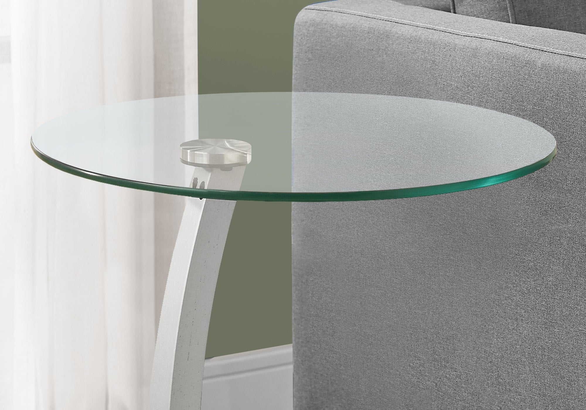 TABLE D'APPOINT - BOIS COURBÉ NOIR / ARGENT AVEC VERRE TREMPÉ 
