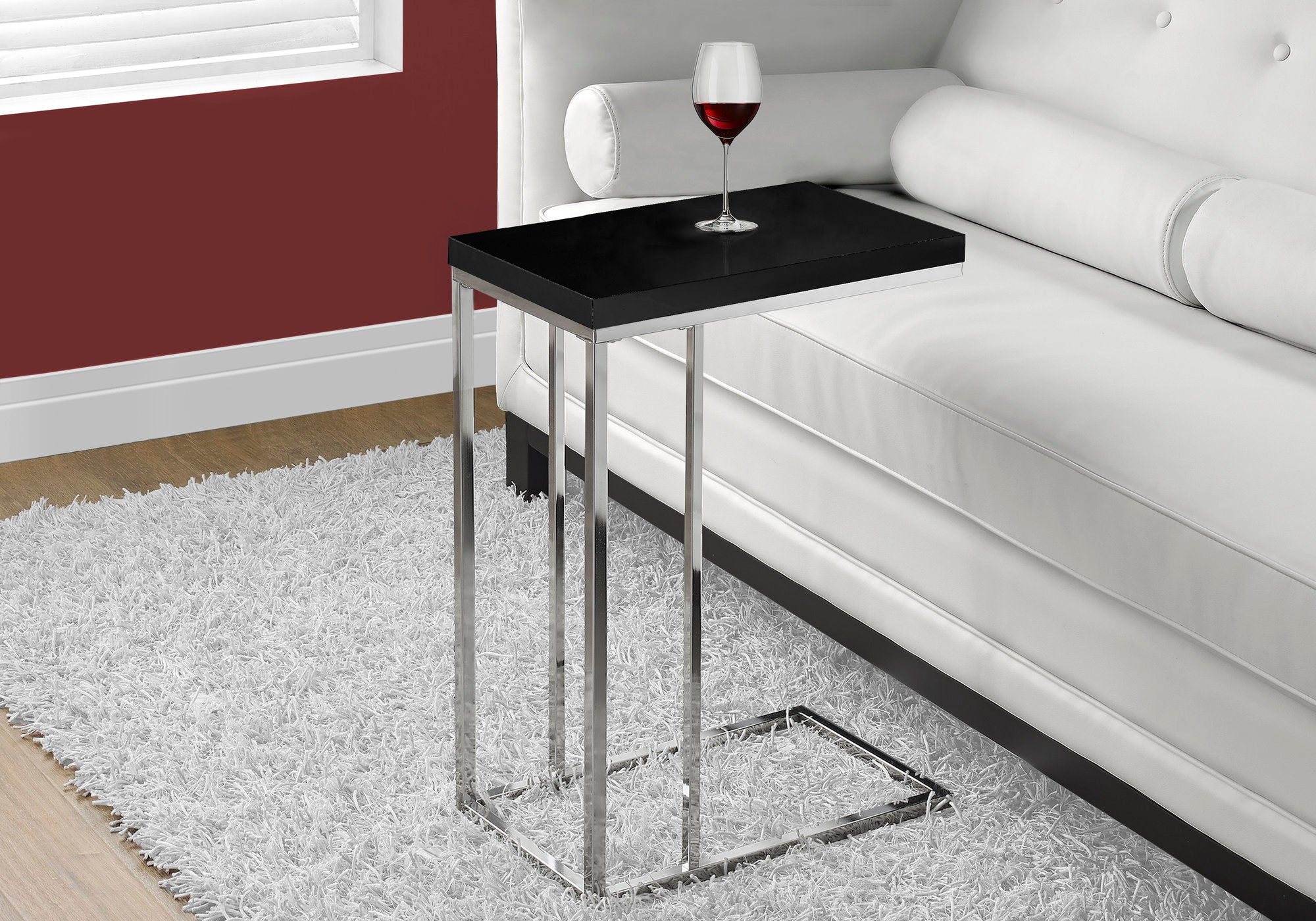 TABLE D'APPOINT - NOIR BRILLANT AVEC MÉTAL CHROMÉ