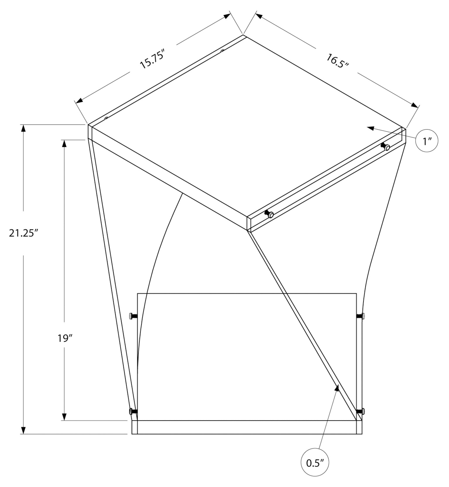 TABLE D'APPOINT - 22"H / BLANC BRILLANT / ACRYLIQUE TRANSPARENT 