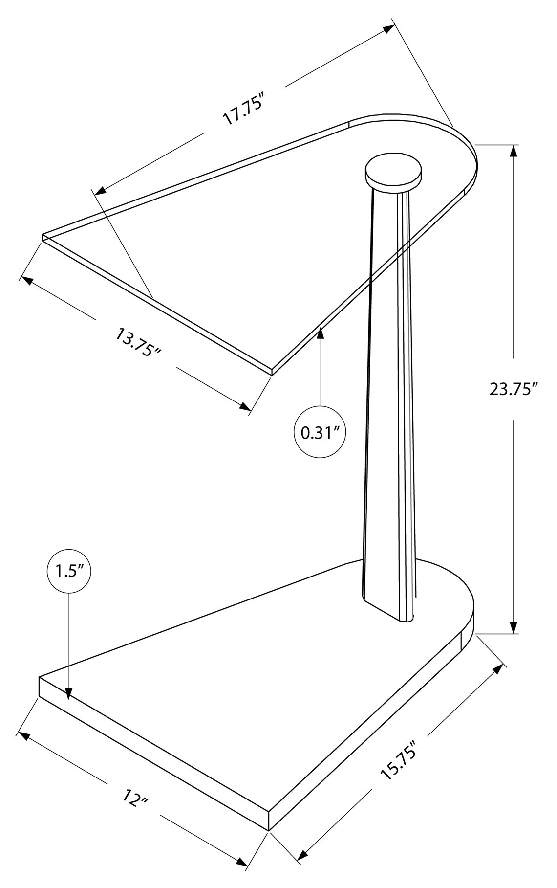 TABLE D'APPOINT - NOIR BRILLANT / ARGENT AVEC VERRE TREMPÉ 