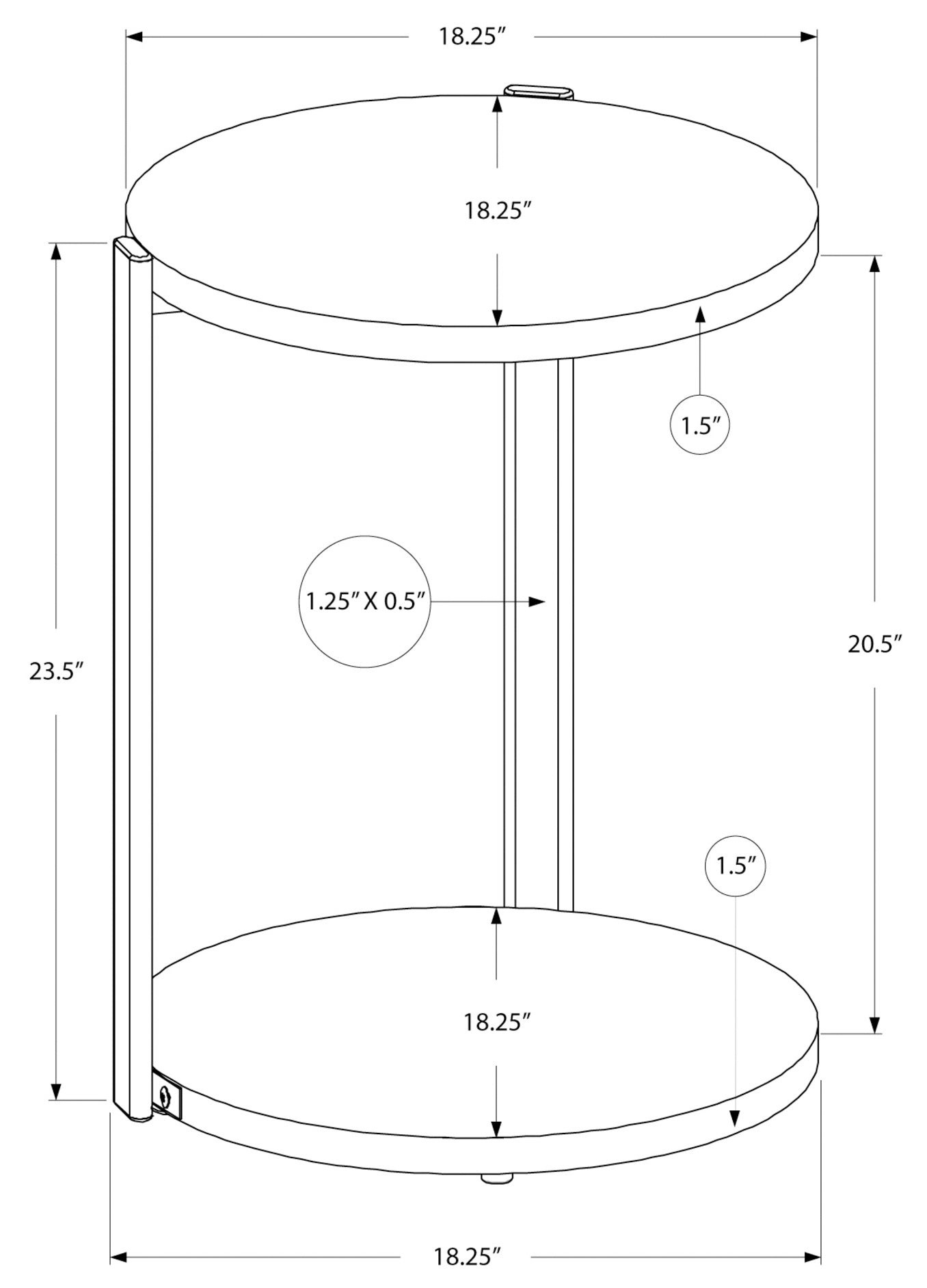 TABLE D'APPOINT - BLANC BRILLANT / METAL CHROME 