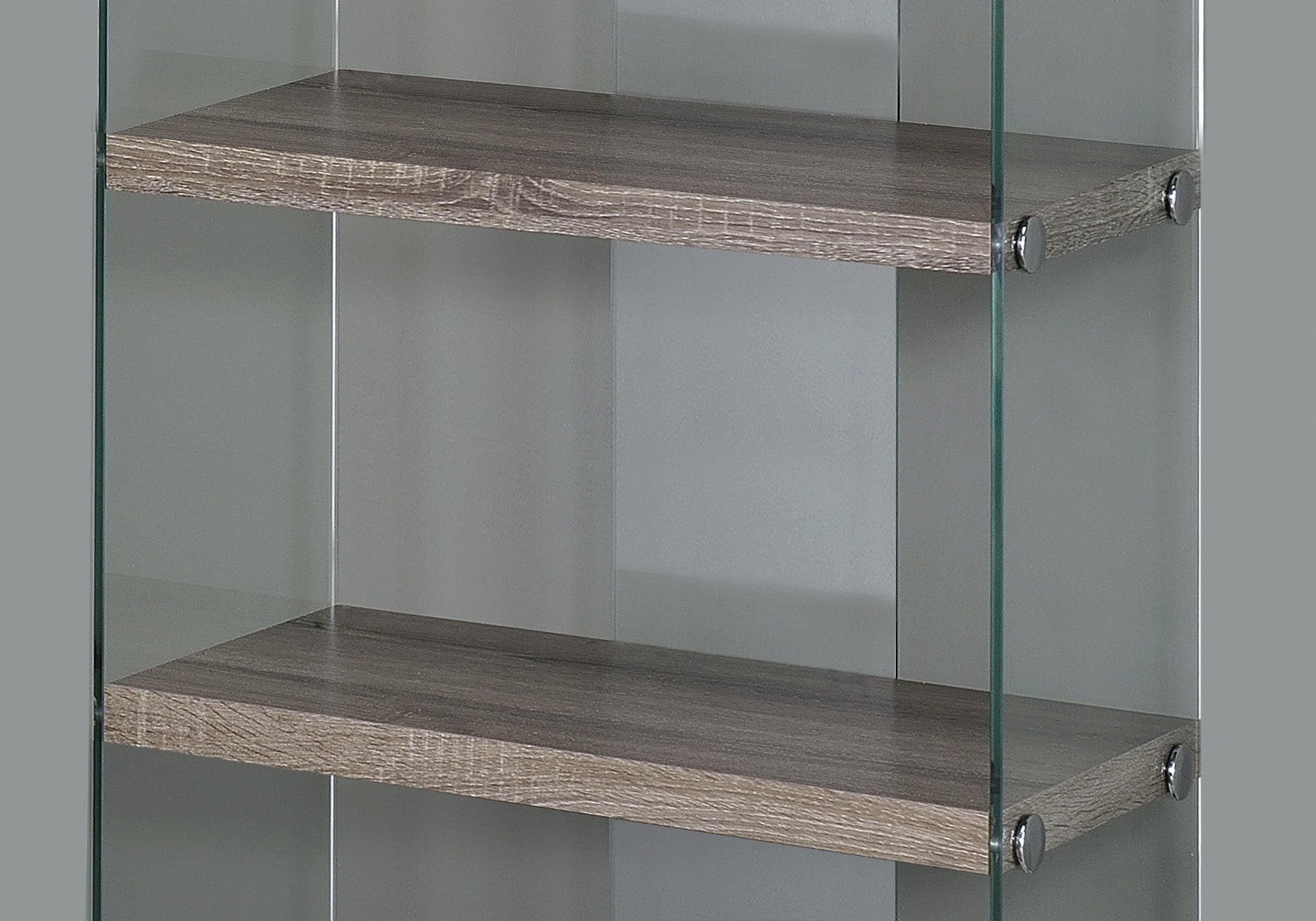 BIBLIOTHÈQUE - 60"H / TAUPE FONCÉ AVEC VERRE TREMPÉ