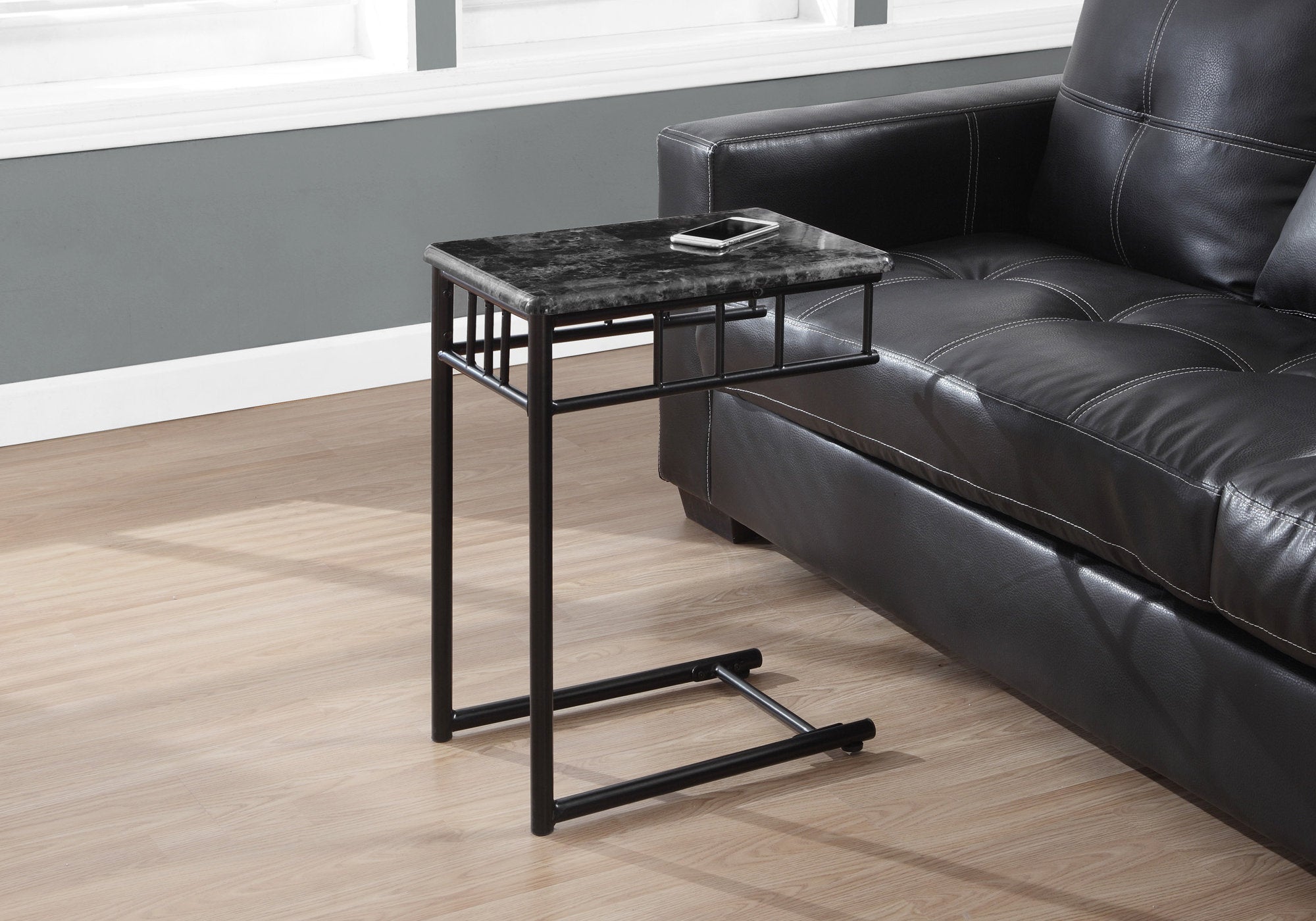 TABLE D'APPOINT - MARBRE GRIS / METAL ANTHRACITE 