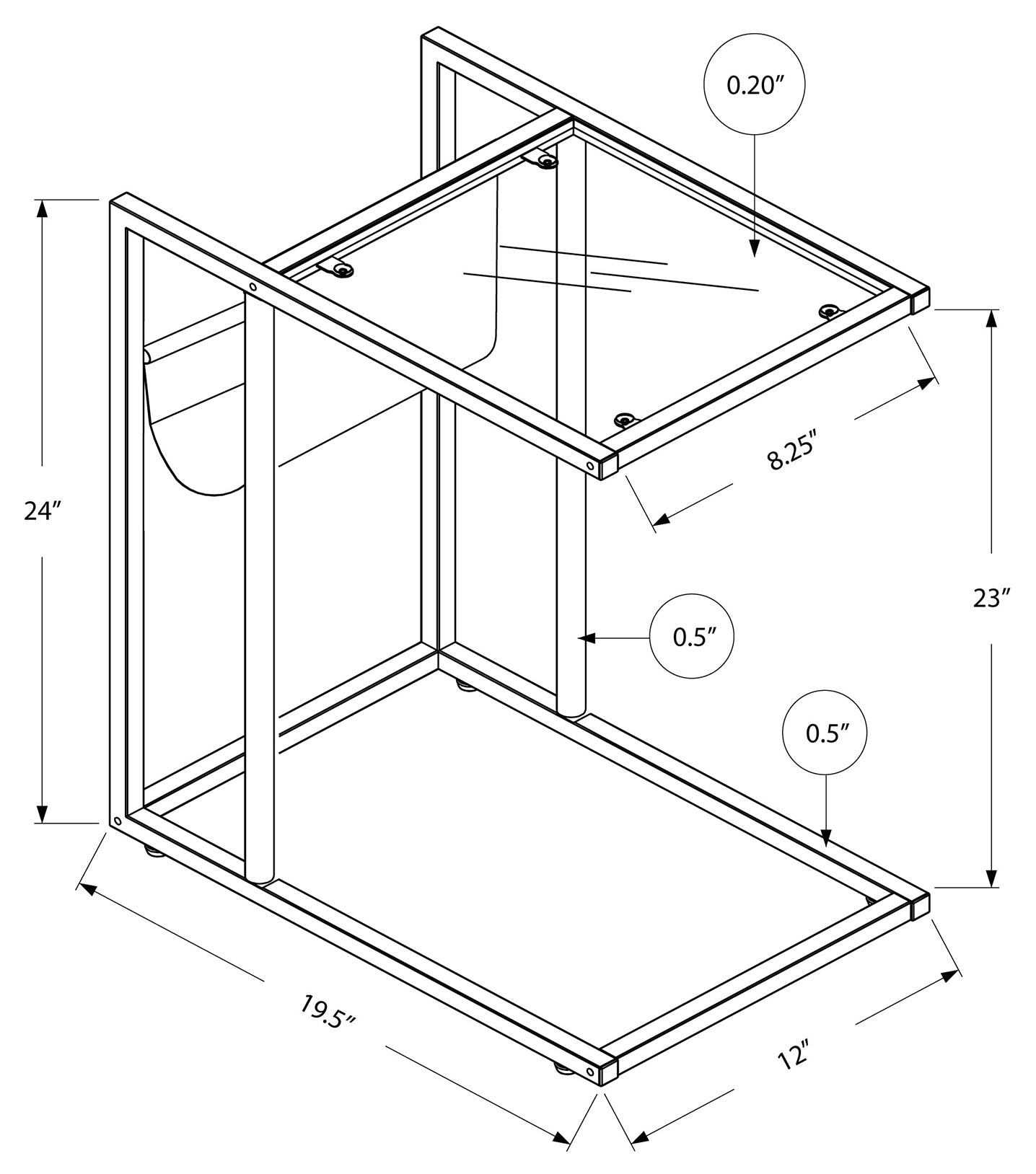 TABLE D'APPOINT - BLANC / MÉTAL BLANC AVEC PORTE-REVUES 