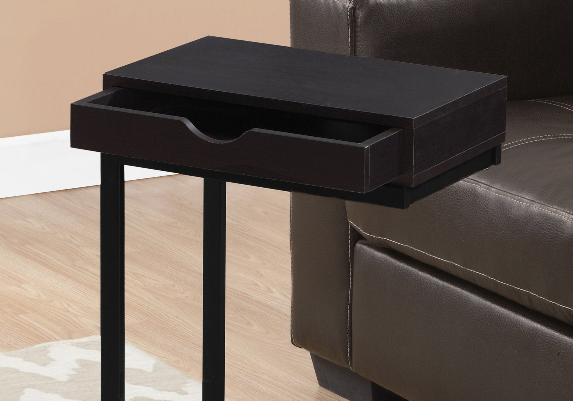 TABLE D'APPOINT - ESPRESSO / MÉTAL NOIR AVEC UN TIROIR 
