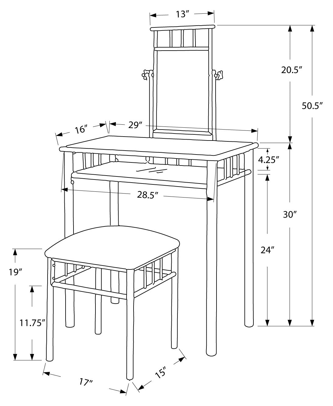 ENSEMBLE MEUBLE - ENSEMBLE 2PCS / NOIR / METAL ARGENT 